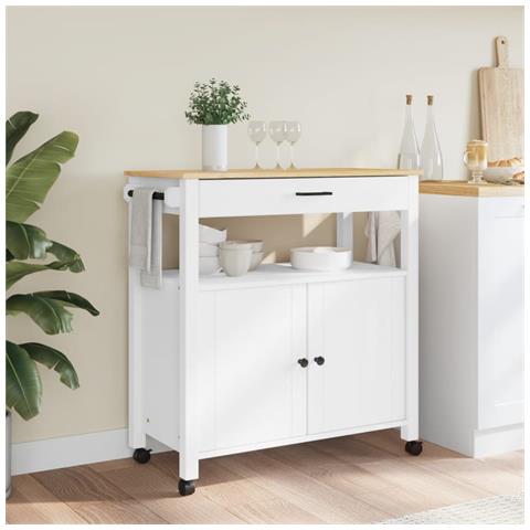 Carrello Da Cucina Monza 84x40x90 Cm In Legno Massello Di Pino - Foto 3