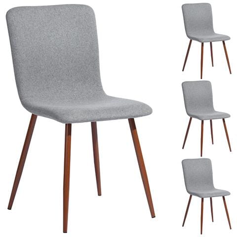 Set 4 Sedie Per Sala Da Pranzo Grigio Con Gambe Effetto Legno Seduta Ergonomica - Foto 1