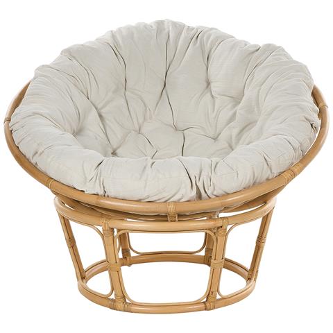 Set Di 2 Poltrone Rattan Naturale E Cuscino Beige Chiaro Salvo - Foto 5