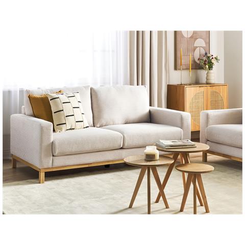 Divano 2 Posti Siggard Velluto A Coste Beige Chiaro - Foto 1