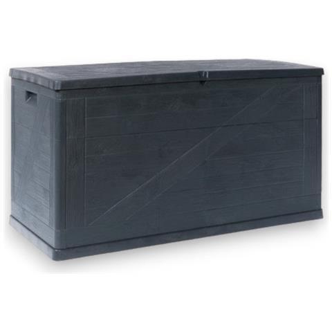 Baule In Resina Antracite Effetto Legno Da Esterno 120x56xh63 Cm 420 Lt Chiudibile Con Lucchetto Multibox Wood - Foto 1