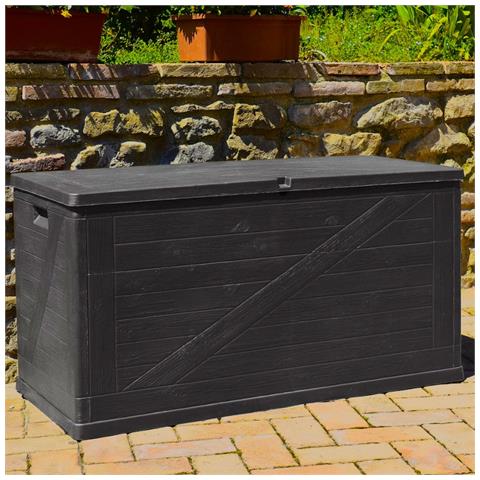 Baule In Resina Antracite Effetto Legno Da Esterno 120x56xh63 Cm 420 Lt Chiudibile Con Lucchetto Multibox Wood - Foto 2