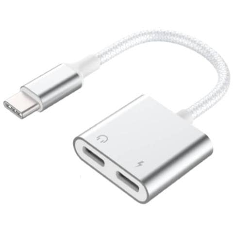 Adattatore Rinforzato 2 In 1 Da Usb-c A Usb-c, Bianco - Foto 1
