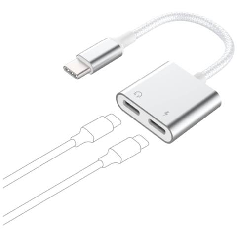 Adattatore Rinforzato 2 In 1 Da Usb-c A Usb-c, Bianco - Foto 2