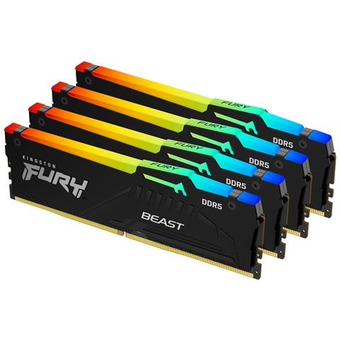 FURY Beast 128 GB 5200 MT /s DDR5 CL40 DIMM (Kit da 4 moduli) RGB XMP - Foto 1