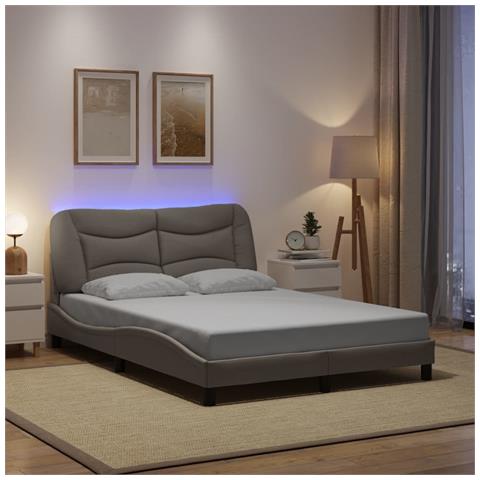 Giroletto Con Led Senza Materasso Tortora 120x200 Cm Tessuto - Foto 1