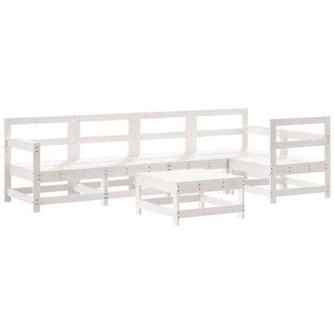 Set Salotto Da Giardino 6 Pz Bianco In Legno Massello Di Pino - Foto 2
