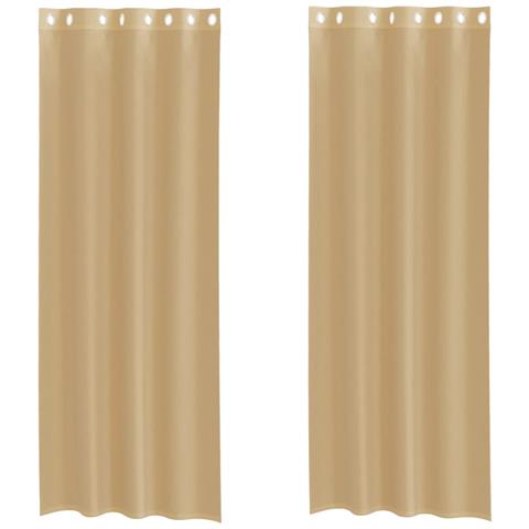 Tende In Voile Con Occhielli 2 Pz Sabbia - Foto 2