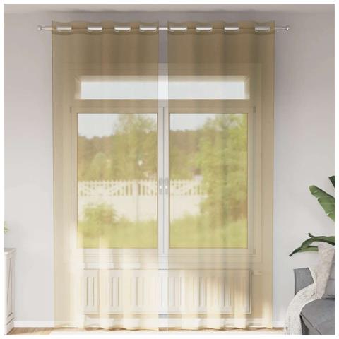 Tende In Voile Con Occhielli 2 Pz Sabbia - Foto 1