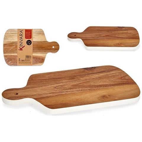 Tagliere In Legno Con Bordo Bianco 34cm 21,5x33,5x1,5 Cm. Colore Del Legno - Foto 4