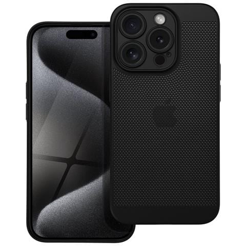 Custodia Back Cover Shell Rigida Antiscivolo Traforata Per Apple Iphone 15 Pro Black - Foto 1