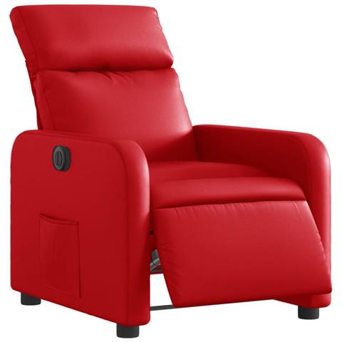 Poltrona Reclinabile Elettrica Rossa In Similpelle - Foto 2