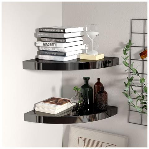 Scaffali Angolari A Parete 2 Pz Nero Lucido 35x35x3,8 Cm Mdf - Foto 8
