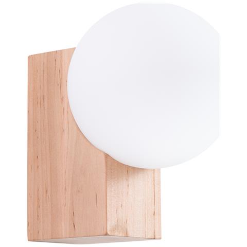 Lampada Da Parete Bulbo In Legno Naturale Sl. 1682 - Moderno Lampada Da Parete Legno Naturale /bianco 17x12x16 Cm - Foto 1