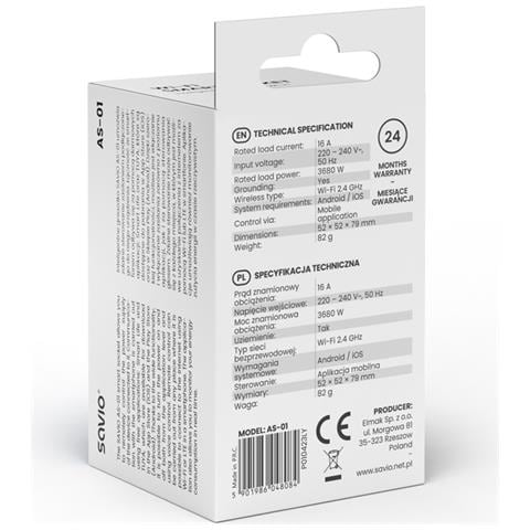 WI-FI smart socket 16A AS-01 White Wireless Bianco - Foto 8