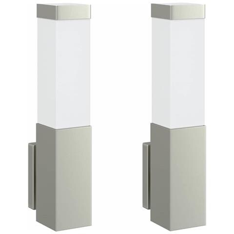 Lampade da Parete da Esterno 2 pz Argento Acciaio Inossidabile IP44 - Foto 1