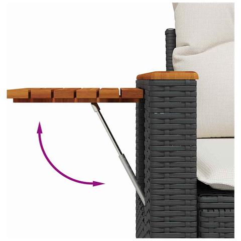 Set di divani da giardino da 13 pezzi con cuscini Nero Polirattan Acacia,  Set pranzo da giardino da 3 pezzi con cuscini Nero Polirattan Acacia - Foto 9