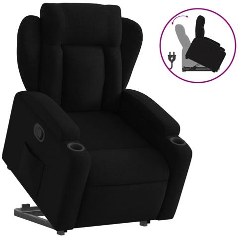 Poltrona Alzapersona Reclinabile Nera in Tessuto - Foto 1