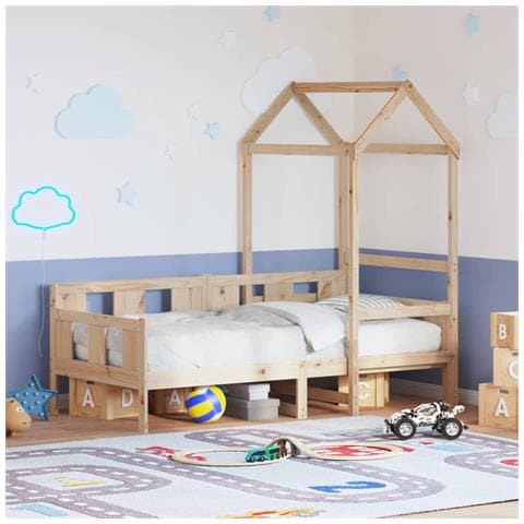 Dormeuse con Tetto 80x200 cm in Legno Massello di Pino - Foto 2