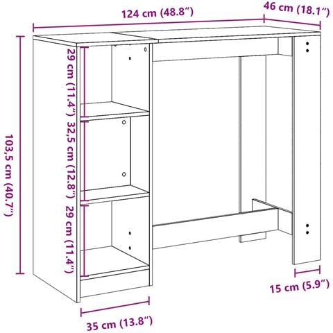 Tavolo da bar con ripiano Nero Rovere 102,5x46x103,5 cm Legno ingegnerizzato - Foto 9