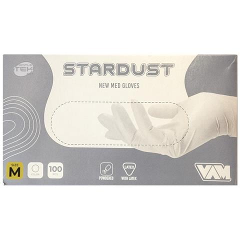 100 X Guanti In Lattice New Med Stardust Bianchi Taglia M Latex Bianco - Foto 2