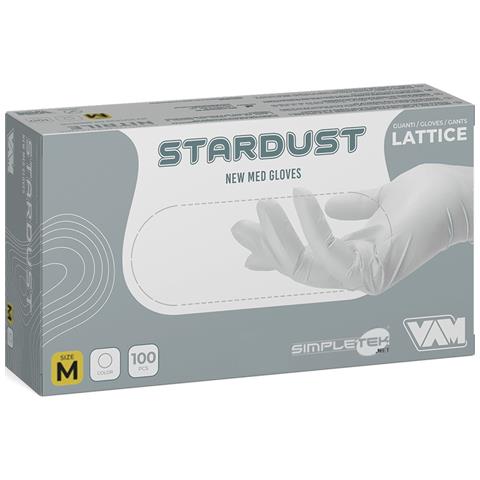 100 X Guanti In Lattice New Med Stardust Bianchi Taglia M Latex Bianco - Foto 1