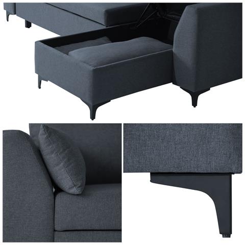 Divano Letto Angolare Logan 3 Posti Grigio Screziato - Foto 5