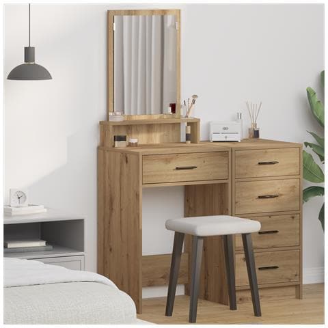 Tavolo da trucco  con cassetti in Rovere Artigianale 50x41x140 cm - Foto 2