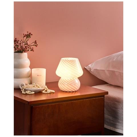 Lampada Da Tavolo Lobo Vetro Rosa - Foto 1