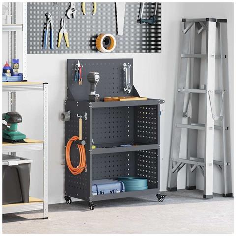 Carrello per Attrezzi con ruota Antracite 65 x 35 x 111 cm - Foto 2