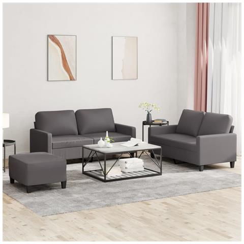 Set di Divani 3 pz con Cuscini Grigio in Similpelle - Foto 2