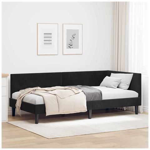 Cornice del letto ad angolo Altro con testiera Nero 90 x 190 cm - Foto 2
