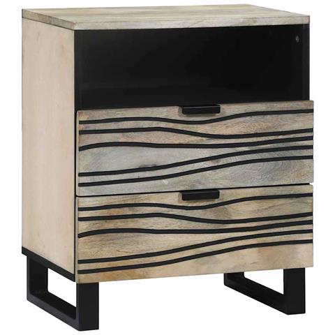 Armadio da Notte con cassetto Bianco e nero 50 x 33 x 60 cm - Foto 1