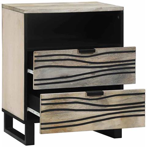 Armadio da Notte con cassetto Bianco e nero 50 x 33 x 60 cm - Foto 2