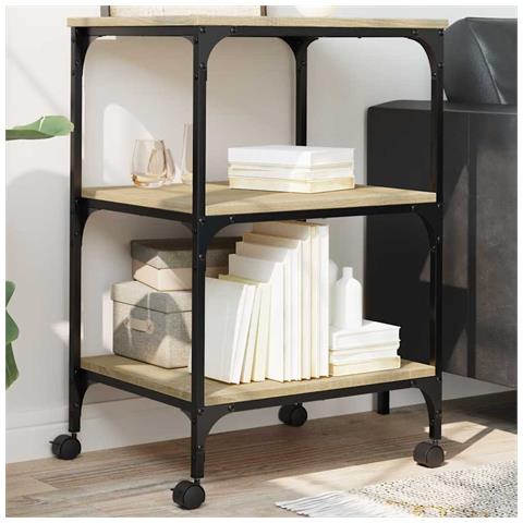 Supporto Stampante 3 Piani Rovere Sonoma 50x41x75cm Multistrato - Foto 2