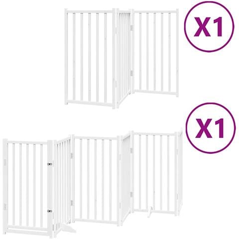 Cancello Cani Porta Pieghevole Bianco 9 Pannelli 450 cm Pioppo - Foto 1