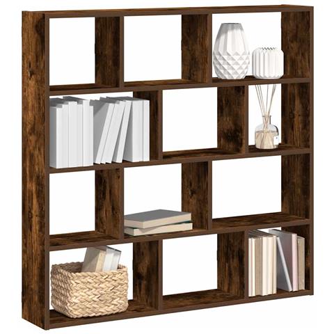 Mensola a Cubo da Muro 12 Scomparti in Truciolato Rovere Fumo - Foto 2