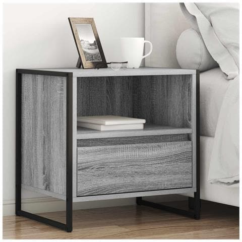Comodino Grigio Sonoma 50 x 39,5 x 50 cm Legno multistrato - Foto 2