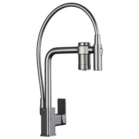 Rubinetto per lavello da cucina, Blackswan, tipo M374, modello grigio antracite, con uscita acqua purificata e doccia mobile a 2 modalità, misura 49 cm - Foto 1