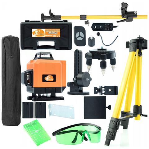 Livella Laser Orange Tiger Rot16l - 16 Linee, Set Con Treppiede 43-120cm, Occhiali Protettivi, Targa Verde, Asta 350cm | Precisione E Versatilità - Foto 1