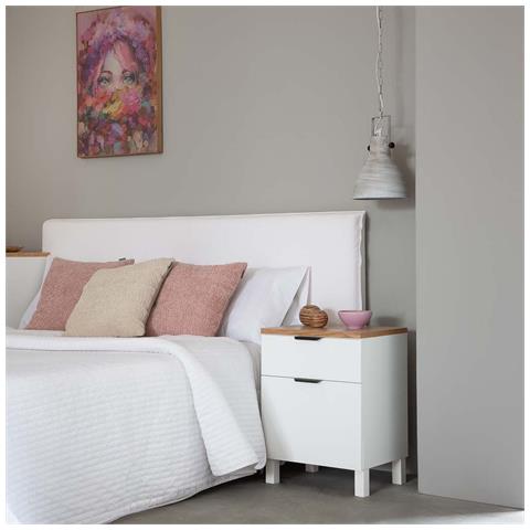 Comodino In Legno Con 1 Cassetto E 1 Anta 45x35x60h Cm - Foto 2