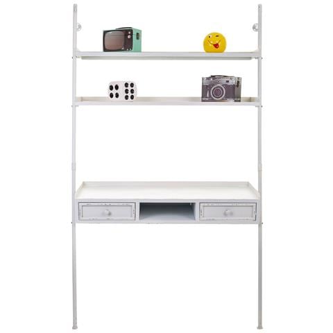 Scaffale Da Scrivania In Metallo Bianco 107x45x188h - Foto 2