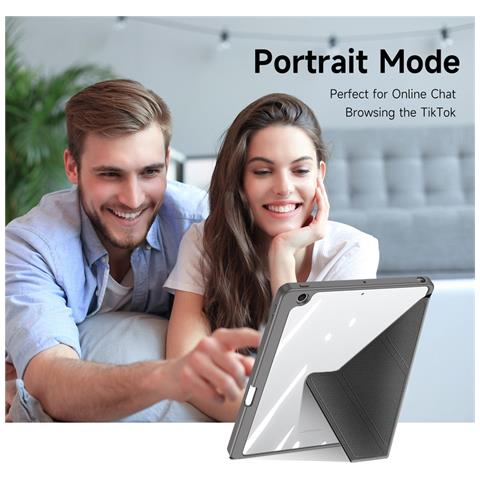 Cover per iPad 10.2 (2021) - TPU+PC+Pelle /PU, Grigio, Anti-graffi - Foto 2