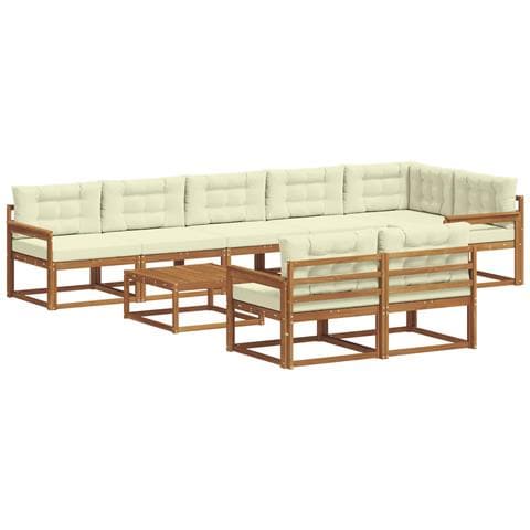 Set di divani da esterno con cuscino 9 pcs Naturale e Crema - Foto 1