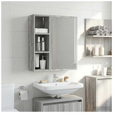 Armadio da bagno a muro Sonoma grigia 20 x 16 x 62,5 cm - Foto 2