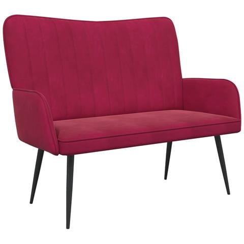 Sofa a Due Posti Rosso vino 115 x 61 x 87 cm Velluto - Foto 1