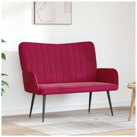 Sofa a Due Posti Rosso vino 115 x 61 x 87 cm Velluto - Foto 2