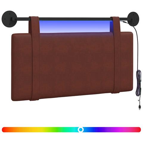 Testiera sospesa Con luce LED Marrone Lucido PU Antico - Foto 1