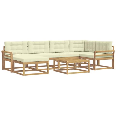 Set di divani da esterno 7 pcs Bianco e Crema - Foto 1
