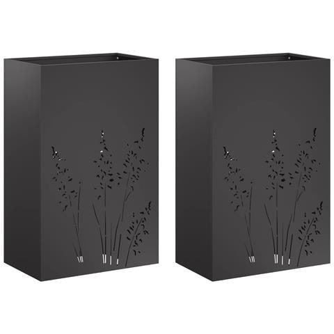 Vaso da giardino 2 pz Nero 50 x 30 x 75 cm - Foto 1
